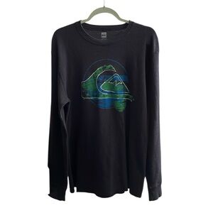 Quiksilver— 90s surfer  Black Long Sleeve thermal Shirt